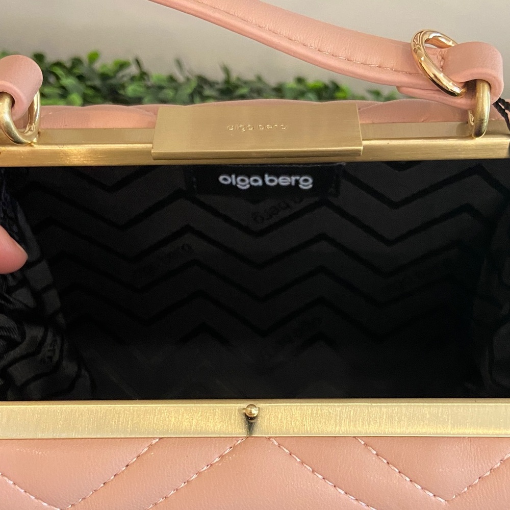 Olga Berg Blush Chevron Quilted Top-Handle Clutch - Picture 2 of 5